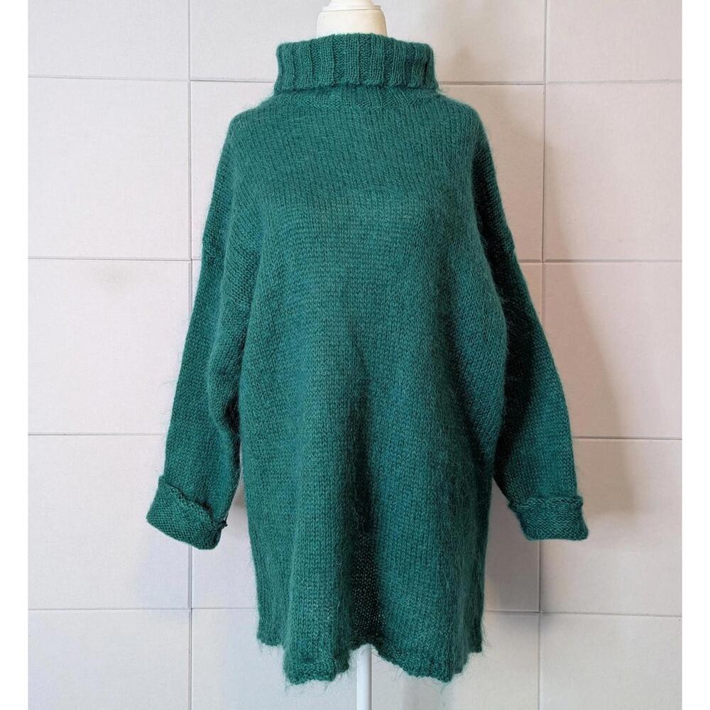 Vintage 90s 00s Esprit mohair blend fuzzy turtleneck sweater dress